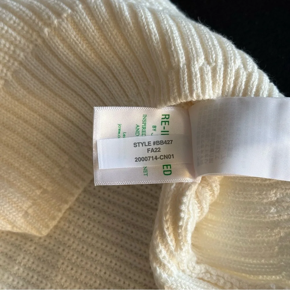 J Crew Ribbed Turtleneck Sweater‎ Womens XS Relaxed Ivory Knit Pullover BB427